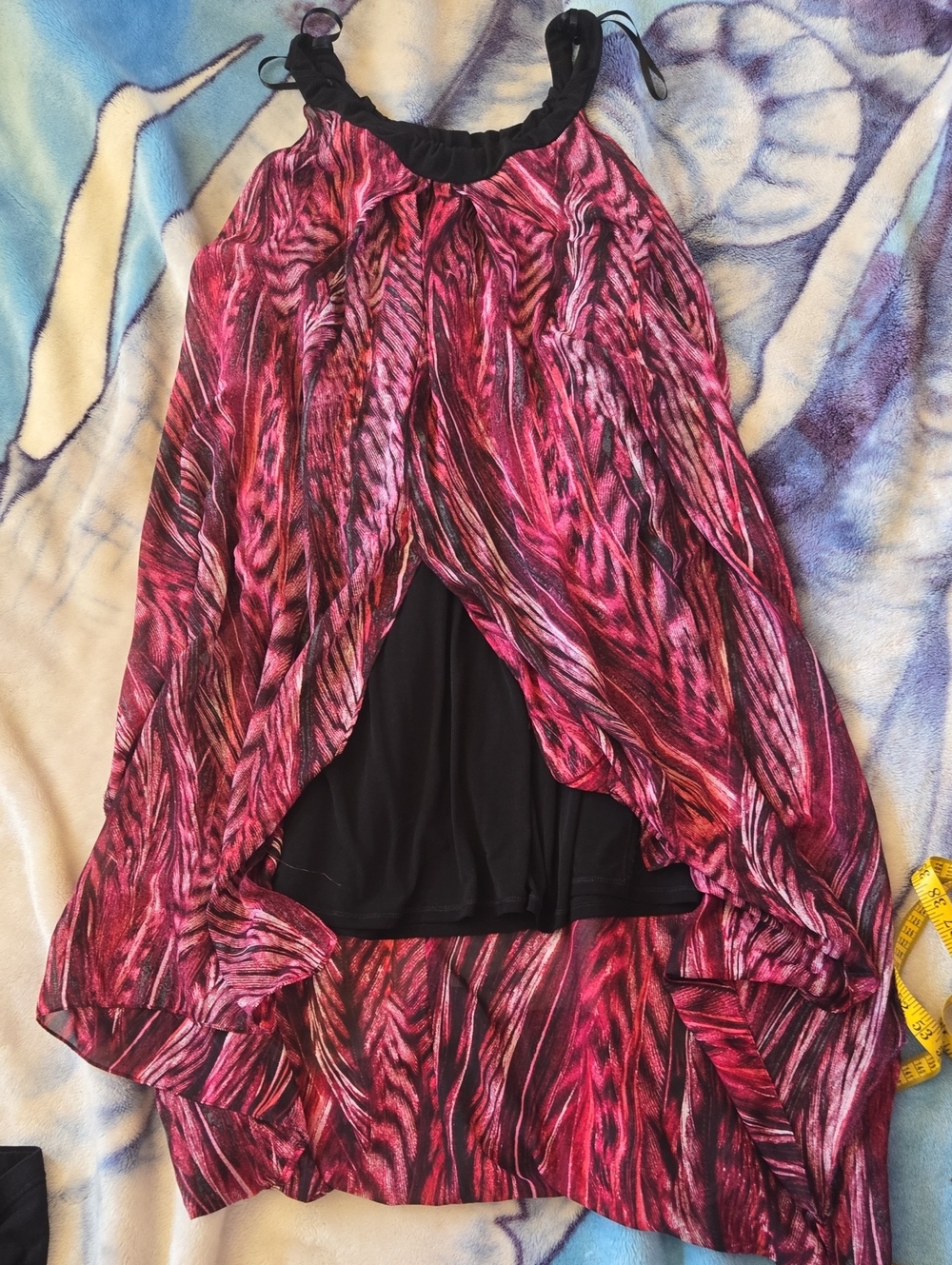 Women’s Pink Layered Halter Dress - Black Trim